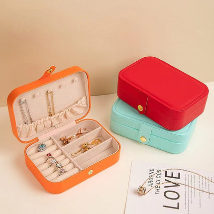 Source Manufacturer Pu Jewelry Box, Jewelry Storage Box, Jewelry Bracelet Necklace Jewelry with Printed Logo, Ready Stock Zipper