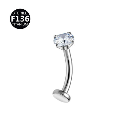 F136 titanium curved rod suspended two inner teeth Aobao colorful belly button nail 1.6mm thick 12-16mm long 1.2 teeth
