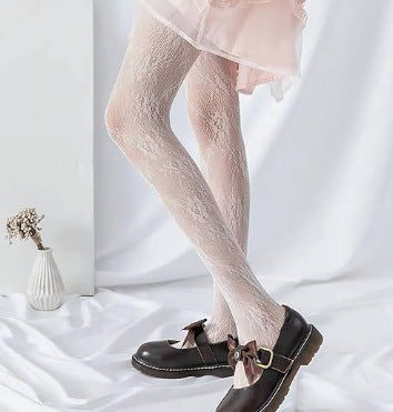 Cross-Border Fishnet Stockings Spring Summer Autumn Small Moon Pattern Hollow-Out Thin Lace Pantyhose Black Anti-Snag Tights