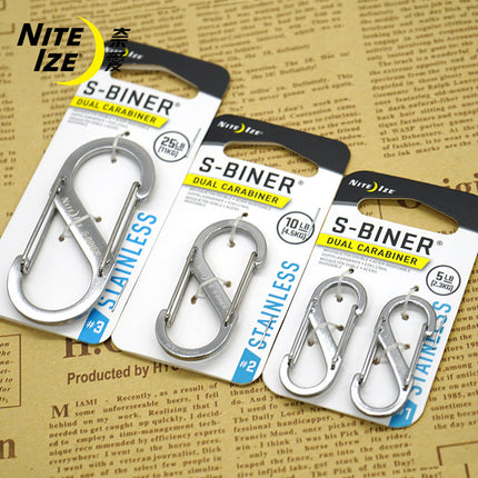 American NiteIze Naiai stainless steel 8-character buckle mountaineering buckle outdoor large multi-function quick hanging key buckle buckle