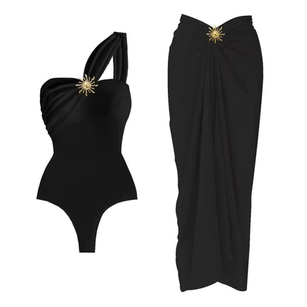 2025 Amazon New Women's Swimsuit AliExpress Solid Color Sexy High-end Fashion Hot Spring Swimsuit Women