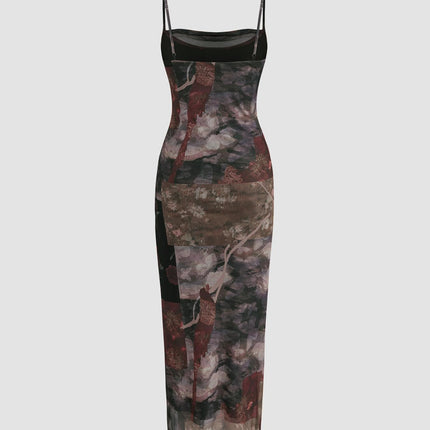 2025 European and American Amazon Backless Vest A-Line Mini Dress Printed Dress