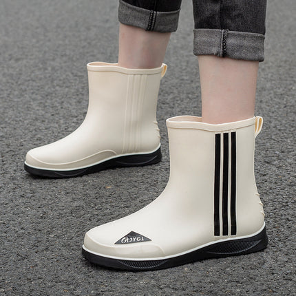 Fashion Short Thickened Waterproof Shoes Men's Rain Boots Warm Working Rubber Shoes Non-Slip Fishing Kitchen Rain Boots