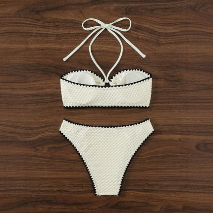 Shell Edge 2025 European and American Cross-Border Export Trendy Halter Strap Sexy Bikini Split Lace Bikini