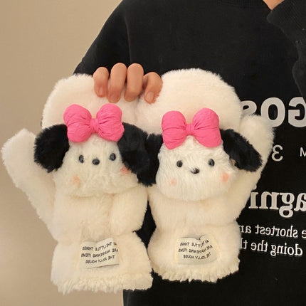 Cartoon Sweet Girl Pink Cat Scarf Winter Warm Thickeneded Cute Plush Windproof Student Scarf White