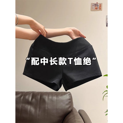 Black American Hot Girl Sports Shorts Women's Summer 2025 New Outerwear High Waist Hip Covering Women's Group Hot Pants Leggings