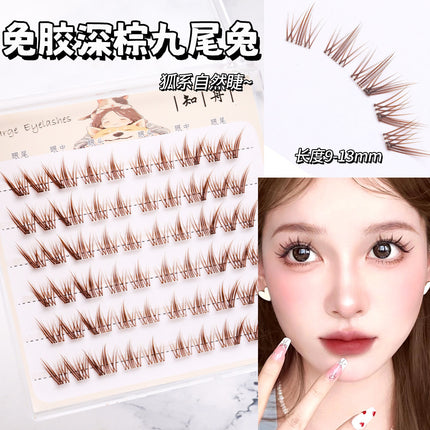 [6 Rows of Glue-Free] New Chinese Style Qingqiu Fox New Soft New Fox False Eyelashes Natural Photogenic Oblique Flying Style