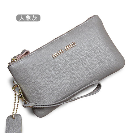 Ultra-thin Top Layer Cowhide Clutch Bag Women's All-match Fashion Big Brand Zipper Mobile Phone Bag Genuine Leather Long Wallet New