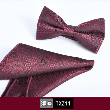 Bow tie square men's two-piece wine red series new spot business executive professional style groom wedding