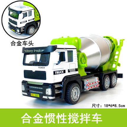 Children's Alloy Artificial Dump Truck Engineering Vehicle Inertia Mixer Truck Oil Tanker Bulldozer Crane Excavator Model