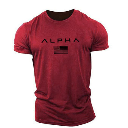 Sports short-sleeved men's T-shirt loose trendy fitness training muscle Iron Dog Brothers casual letters summer style