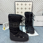 Black plaid high boots / 38