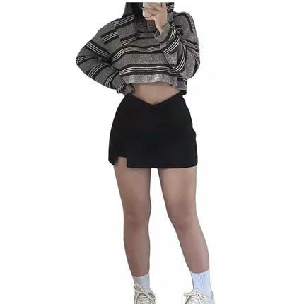 Slightly Fat mm Slimming Look Black Skirt Women's Summer 2024 New Pear-Shaped Body Large Size Flesh-Covering A-Line Hip-Hugging Short Skirt