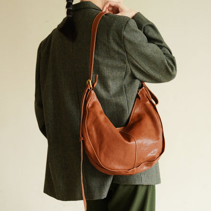 Cross-Border Hot-Selling Women's Bags, Vegetable-Tanned Leather Armpit Bags, Casual Fashion Bags, High-End Commuter Shoulder Bags, Dumpling Bags