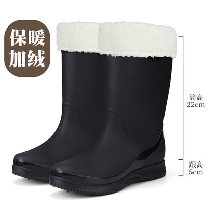One Piece Free Shipping Cross-Border Water Shoes Waterproof Non-Slip Rain Boots for Women Mid-Calf Wear-Resistant Outdoor Fashion Overshoes Rain Boots for Women