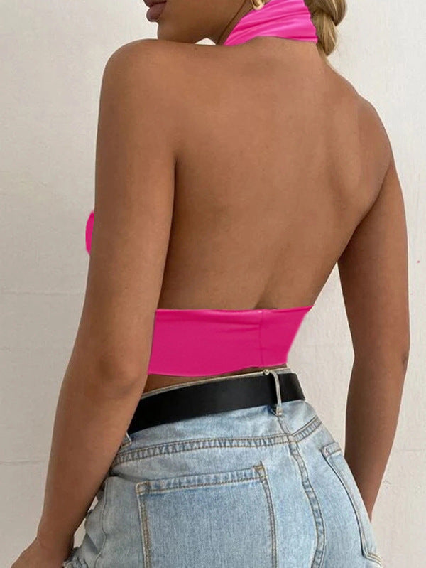 2022 foreign trade cross-border explosions ebay Amazon best selling three-dimensional cross cutting plain neck sexy top