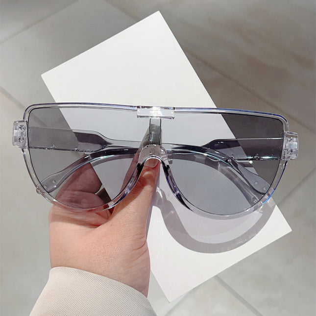 Fashion Large Frame Conjoined Internet Celebrator Same Style Aviator Women's Sunglasses Advanced Sense Trendy Street Photoshoot Windproof Sunglasses