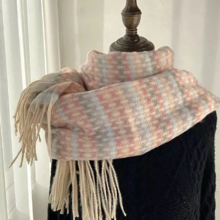 Cross-Border Imitation Cashmere Plaid Scarf for Women Autumn and Winter Thickened Warm Shawl Dual-Purpose Student Maillard Scarf Wholesale