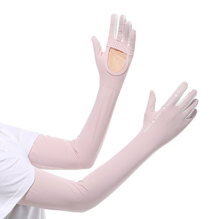 Summer Sunscreen Sleeve Women's Anti-UV Ice Silk Gloves Driving Sunshade Layered Arm Sleeve Outdoor Summer Thin