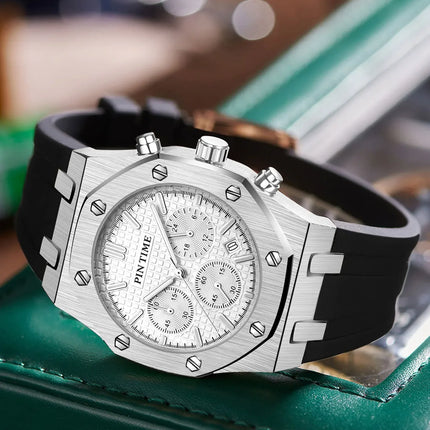 Foreign Trade Products: Men's Watch with Three Dials, Multi-Functional, Sports, Waterproof, Men's Fashion Casual Watch, Cross-Border Hot-Selling Item