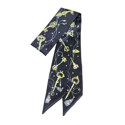 New Chain Key Tassel Women's Versatile Streamer Tying Bag Ribbon Headband Ready-Made Small Scarf Scarf Wholesale
