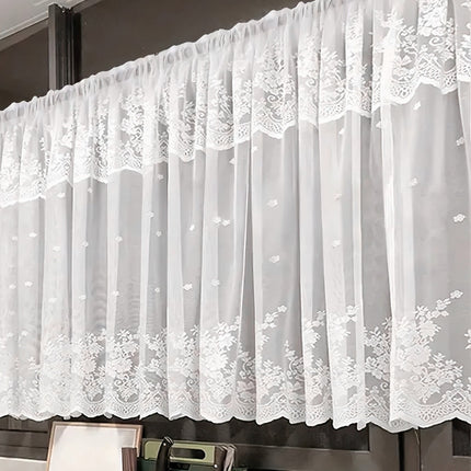 Cross-border double-row lace curtain wearing rod lace short curtain finished curtain bay window kitchen partition curtain window screen TEMU