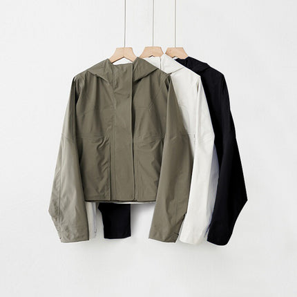 Lulu's Same Style Women's Jacket, Outdoor Jacket, Laminated Loose Hooded Raincoat, Windproof and Waterproof Jacket