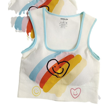 Printed Yoga Vest with Chest Pad Fixed Cup Covering Parm High Strength Elastic Sports Vest Slimming Fitness Running