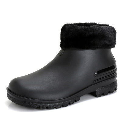 Cross-border Japanese Rain Shoes Women's Adult Non-slip Short Rain Boots Kitchen Work Waterproof Platform fleece-lined Water Shoes Women