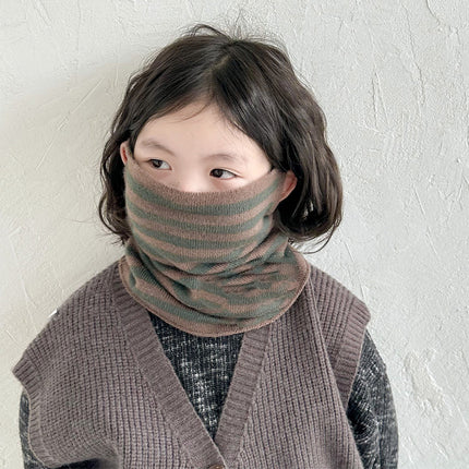 Autumn and winter striped children's scarf warm all-match knitted baby's scarf Korean version of boys and girls wool neck sleeve