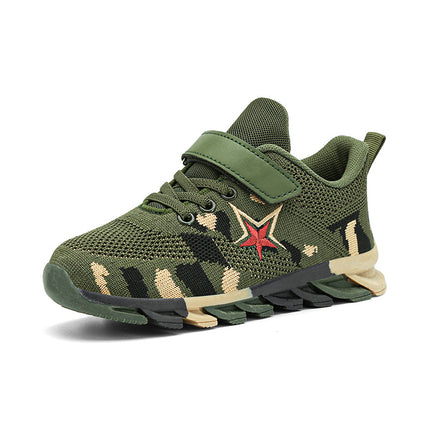 2025 Spring, Summer and Autumn Boys and Girls Students Military Training sneaker Camouflage Summer Camp Anti-skid Shock Absorbing Mesh Ventilation
