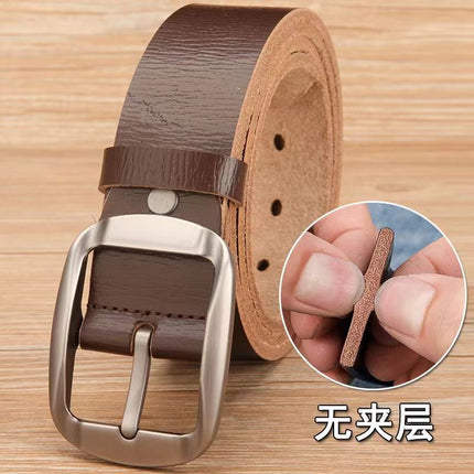 Fortray Leather Belt First Layer Cowhide Men's Genuine Pure Leather Buckle Belt Men's High-End Trouser Belt 23 Business