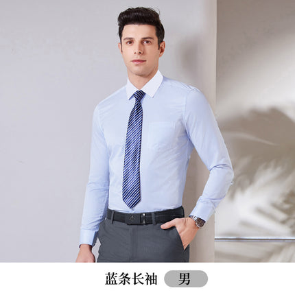 Striped Shirt Women's Short-sleeved Business Workwear Men's and Women's Business Wear Shirt Black Office White-collar Work Clothes suit