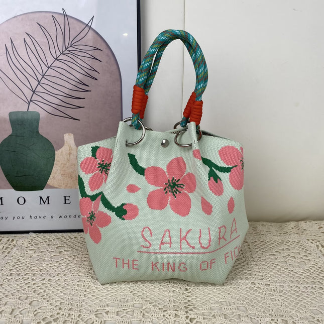 Korean Style New Ins Knot Handbag Spring and Autumn Portable Bucket Bag Travel All-match Small Large Capacity Handbag