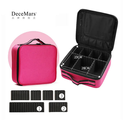 Decemars Multifunctional Storage Cosmetic Bag with Free Space Division, Large Portable Multi-Layer Removable Partition Bag