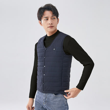 V-Neck Heated Vest Winter Button-Up Heating Vest Thickened Intelligent Constant Temperature Electric Heating Vest Outdoor Cold Protection