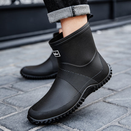Rain Boots for Women, Waterproof and Rainproof, High-Top Men's Natural Rubber Water Boots, Outdoor Thickeneded Non-Slip and Wear-Resistant Rainy Day Water Shoes, Trendy
