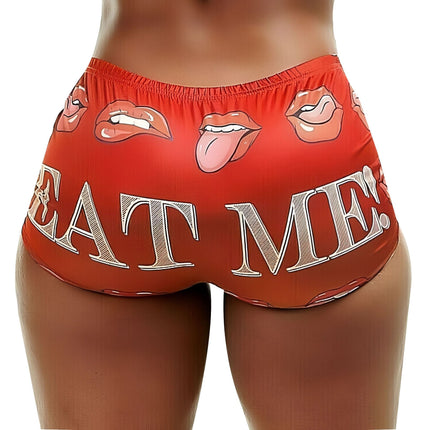 TD2772 European and American Amazon Summer New Women's Tight Stretch Casual Shorts Lip Letter Printed Hot Pants