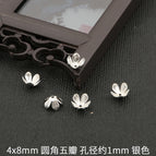 10 p/bag / 4x 8mm rounded five-petal aperture about 1mm silver