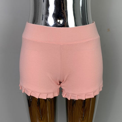 South Korea Dongdaemun Slim-Fit Slimming Sexy Figure Stretch Loose Waist Pleated Lace All-Match Casual Shorts Women