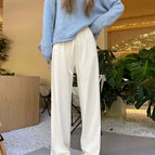 Spring and autumn glutinous rice pants rice white regular / XS