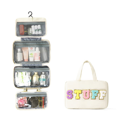 Cross-border Large Capacity Cosmetic Bag 40% Fold Dry and Wet Separable Portable Hanging Toiletries Storage Cosmetic Bag