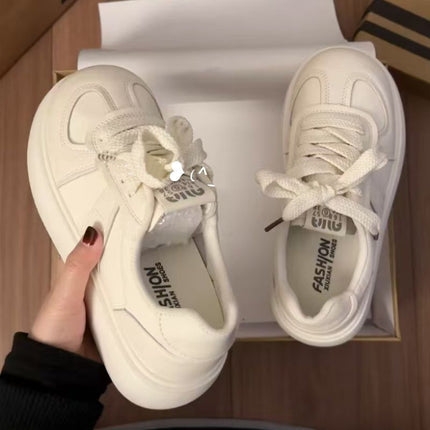 Spring New Thick-Soled Genuine New White Shoes for Women Campus Style Versatile Casual Sports Bread Women's Shoes