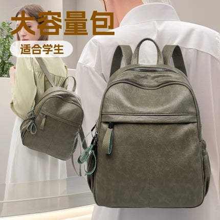 Large Capacity Backpack New Female College Student PU Backpack Korean Style Amazon Sweet Fresh Multi-Pocket Bag