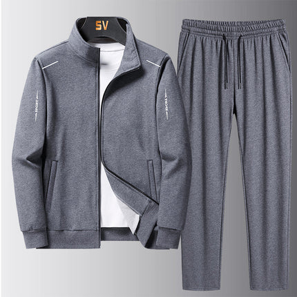 Three-Piece Sports Suit for Middle-Aged and Elderly Men, Spring and Autumn Casual Large Size Sweatshirt, Men's Middle-Aged Men's Plus-Size Suit