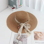 Wide brim chiffon headband - khaki / M（56-58cm）