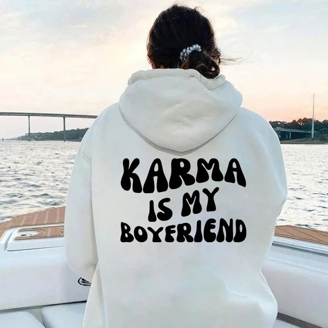 Foreign Trade Women's Velvet Sweatshirt Letter Slogan Printed Kangaroo Flap Pocket Pants Drawstring Print Hoodie Oversized
