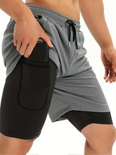 Cross-border European and American Size in stock Fitness Loose Quick-drying Running Ball Sports Mesh Double-layer Fake Two-piece Shorts