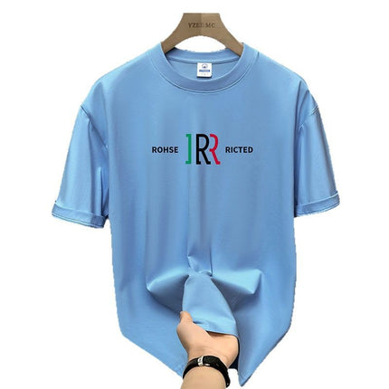 Summer Trendy All-match Breathable Pure Cotton Short-sleeved T-shirt Men's Teenagers Loose Round Neck Casual Half-sleeved T-shirt