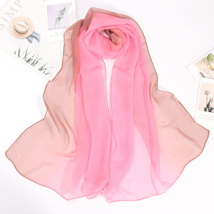 Summer Thin Silk Scarf Soft Breathable Small Qiao Qi Scarf Rainbow Gradient Color Scarf Women's Sunscreen Shawl Etiquette Silk Scarf